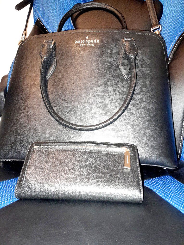 Beautiful  Black/baby Blue Kate Spade Handbag & Wallet