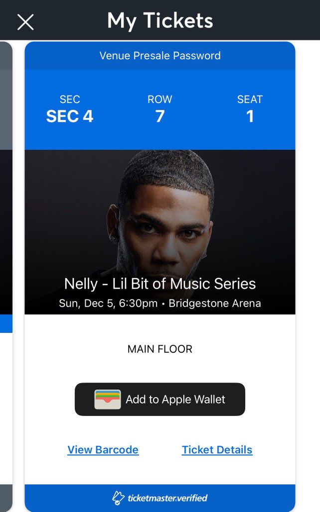 Nelly Ticket For Sale