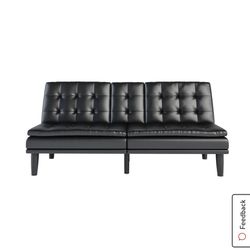 Black Leather Futon Sofa Thumbnail