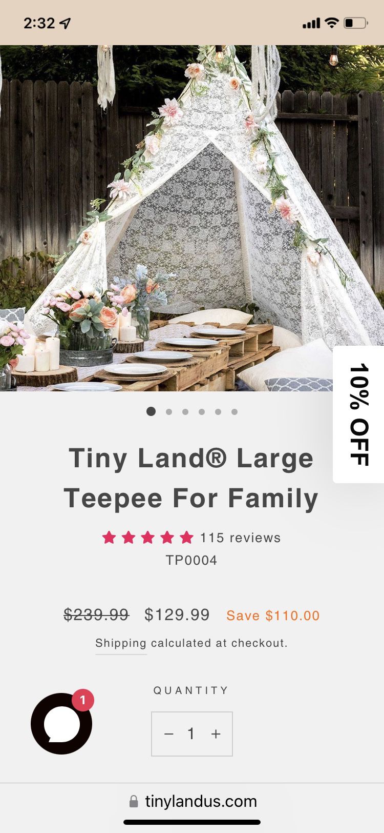 Teepee HUD From Tiny Land.  Used One Time