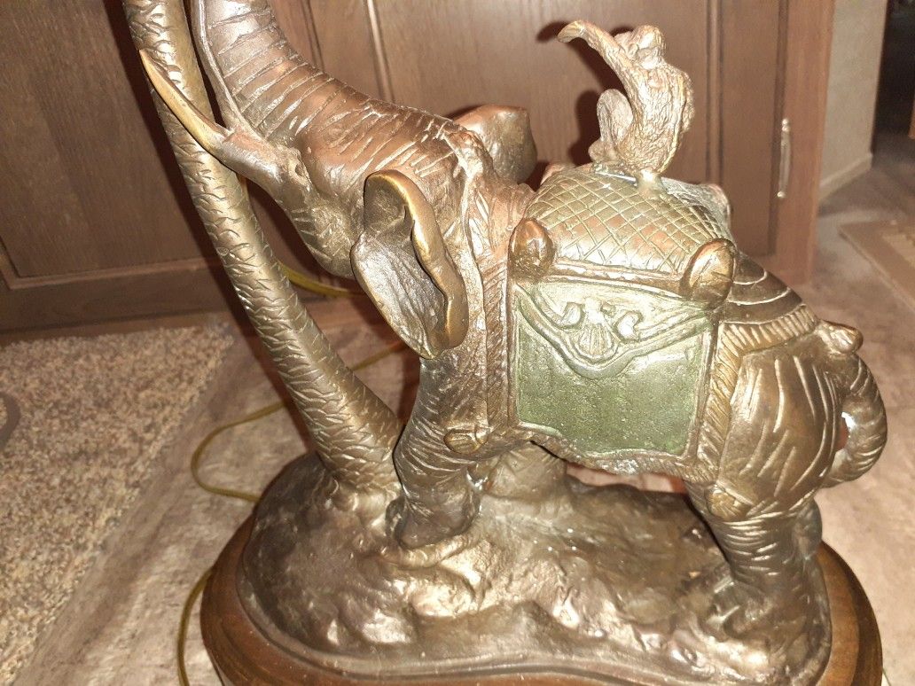 Frederick Cooper Safari Collection Bronze Elephant & Monkey Table Lamp