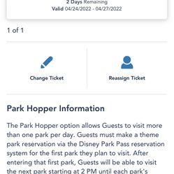 DisneyWorld park hopper Ticket  Thumbnail