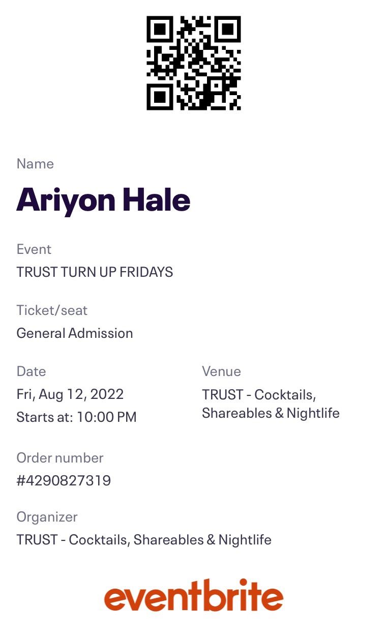 Trust Turn Up Fridays Nightparty Ticket