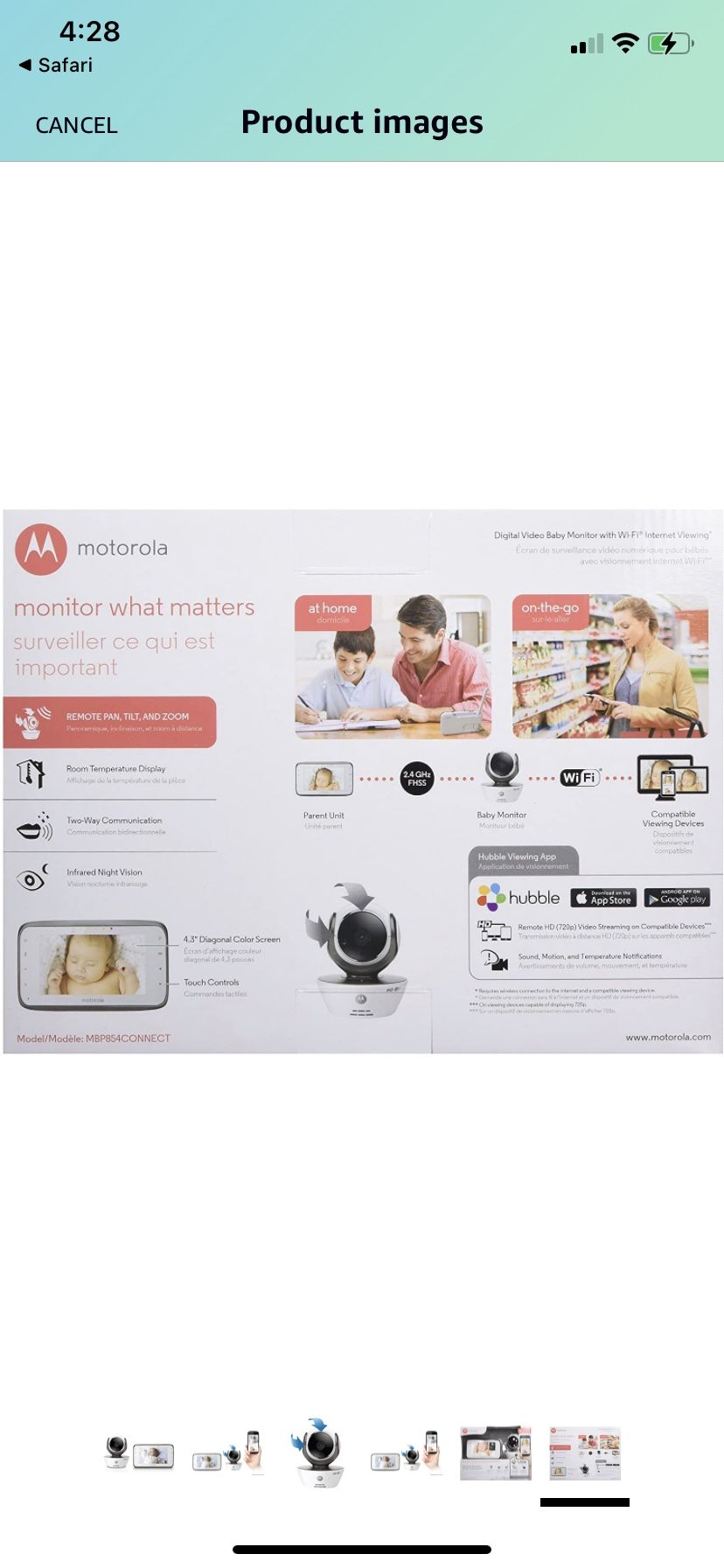 Motorola MBP854CONNECT Dual Mode Baby Monitor with 4.3-Inch LCD Parent Monitor and Wi-Fi Internet Viewing
