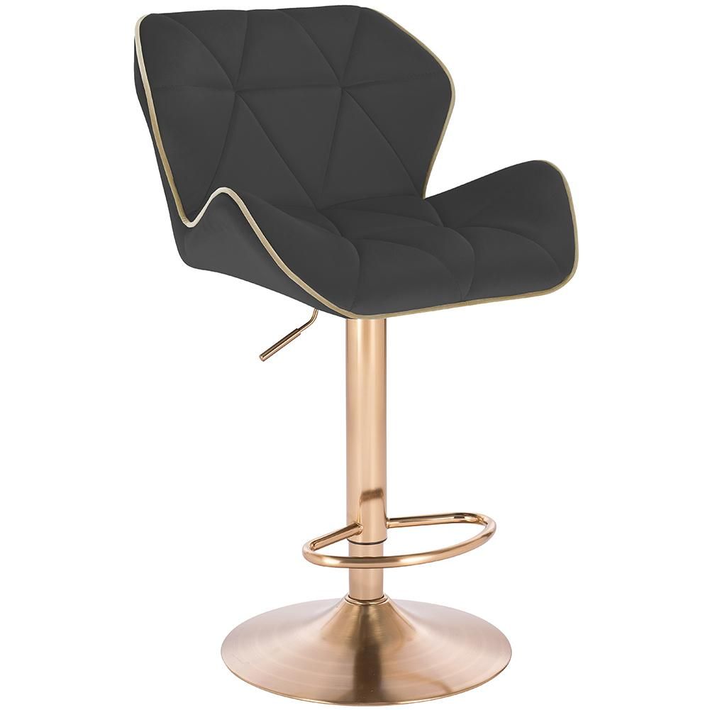 Modern Home Luxe Spyder Contemporary Adjustable Barstool/Bar Chair with 360° Rotation (Gold Base, Black/Gold Piping)
