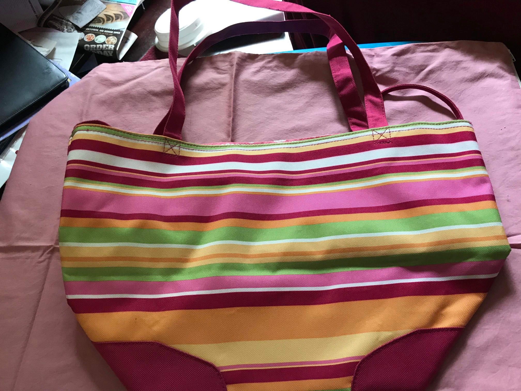 LANCÔME COLORFUL STRIPED SHOULDER TOTE BAG ~ NEW WITHOUT TAG