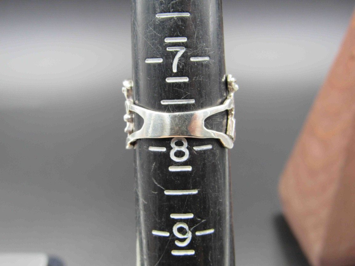 Size 7.75 Sterling Silver Around The Rosie Band Ring Vintage Statement Engagement Wedding Promise Anniversary Bridal Cocktail