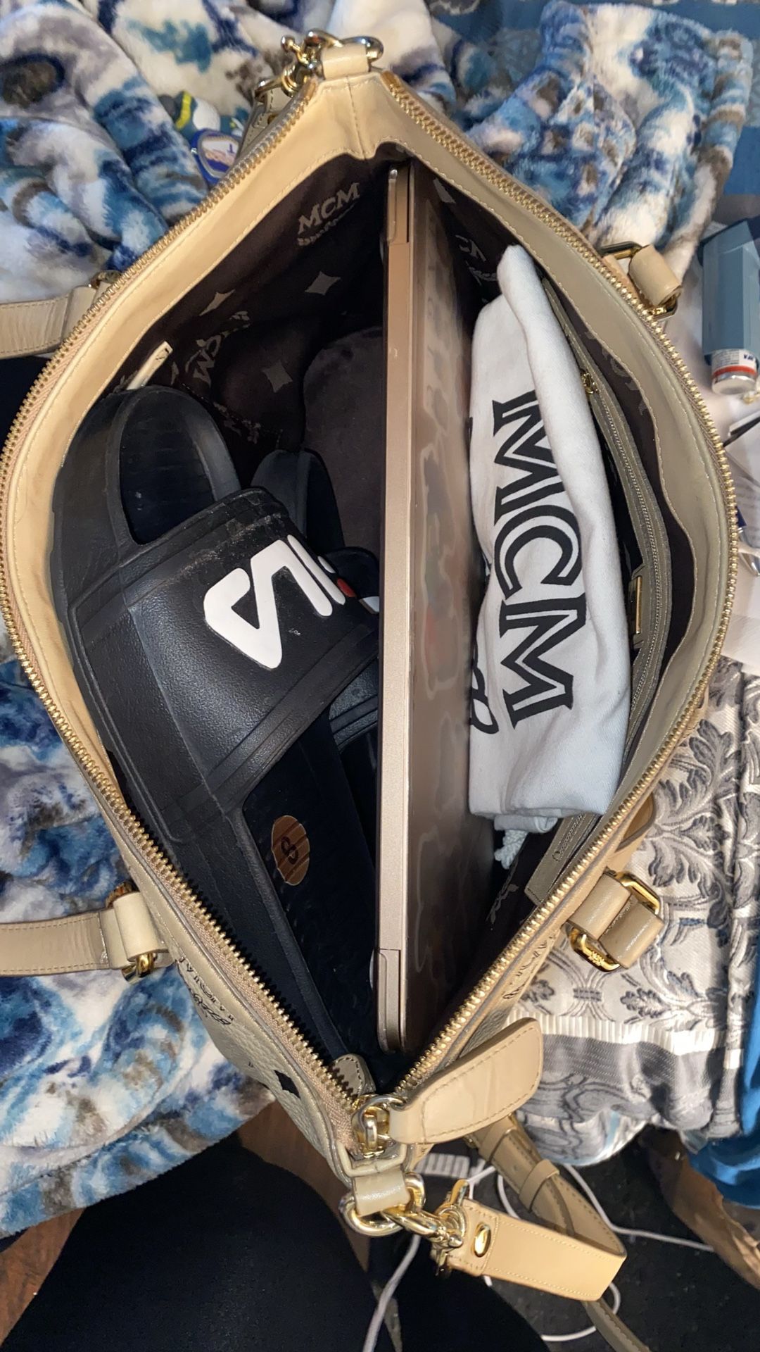 MCM Viesto Tote Bag, Gold