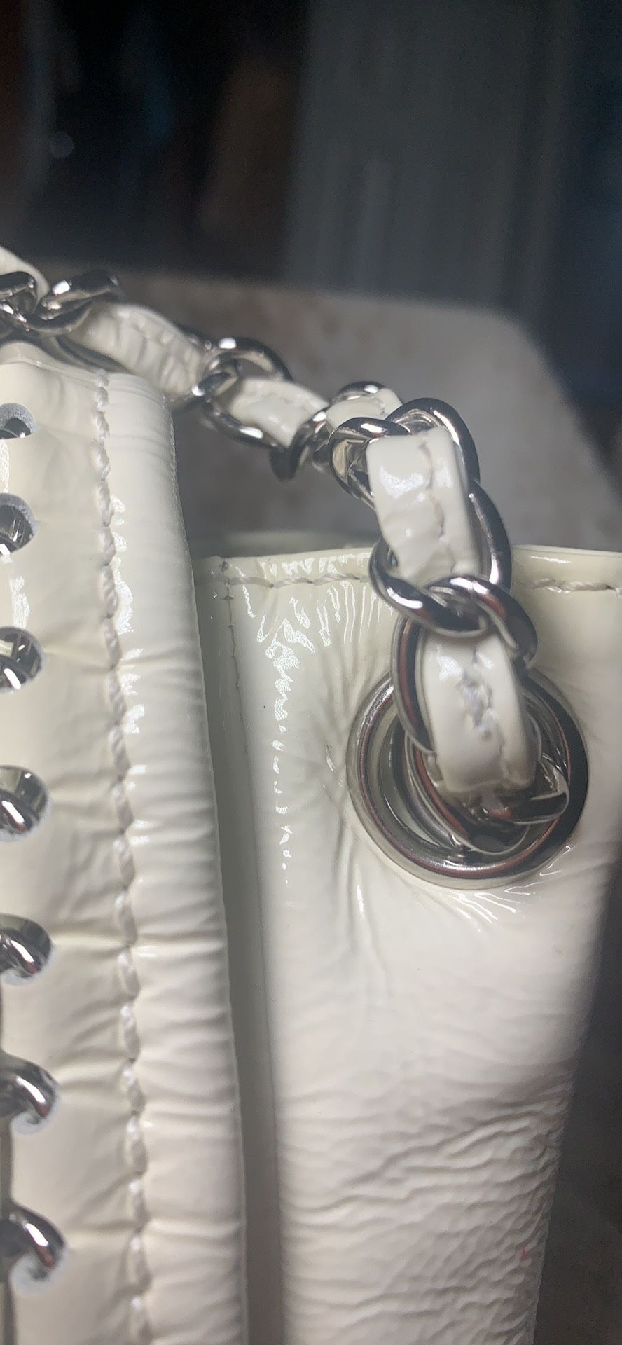 Chanel Luxe Ligne White Paten Leather Flap