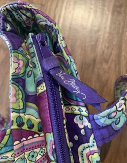 Vera Bradley Purple Zipper Shoulder Bag. Inner pockets Thumbnail