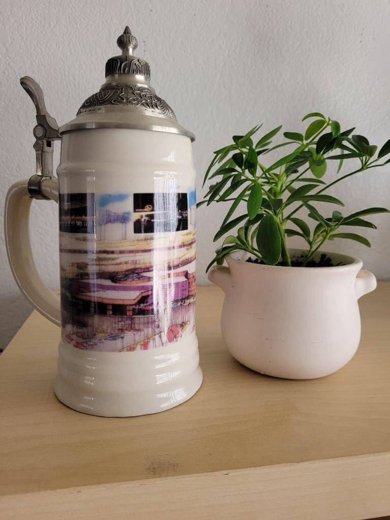 BRAND NEW...German Beer Stein With Pewter Lid. Packaged In Storage For Staging Furniature.
