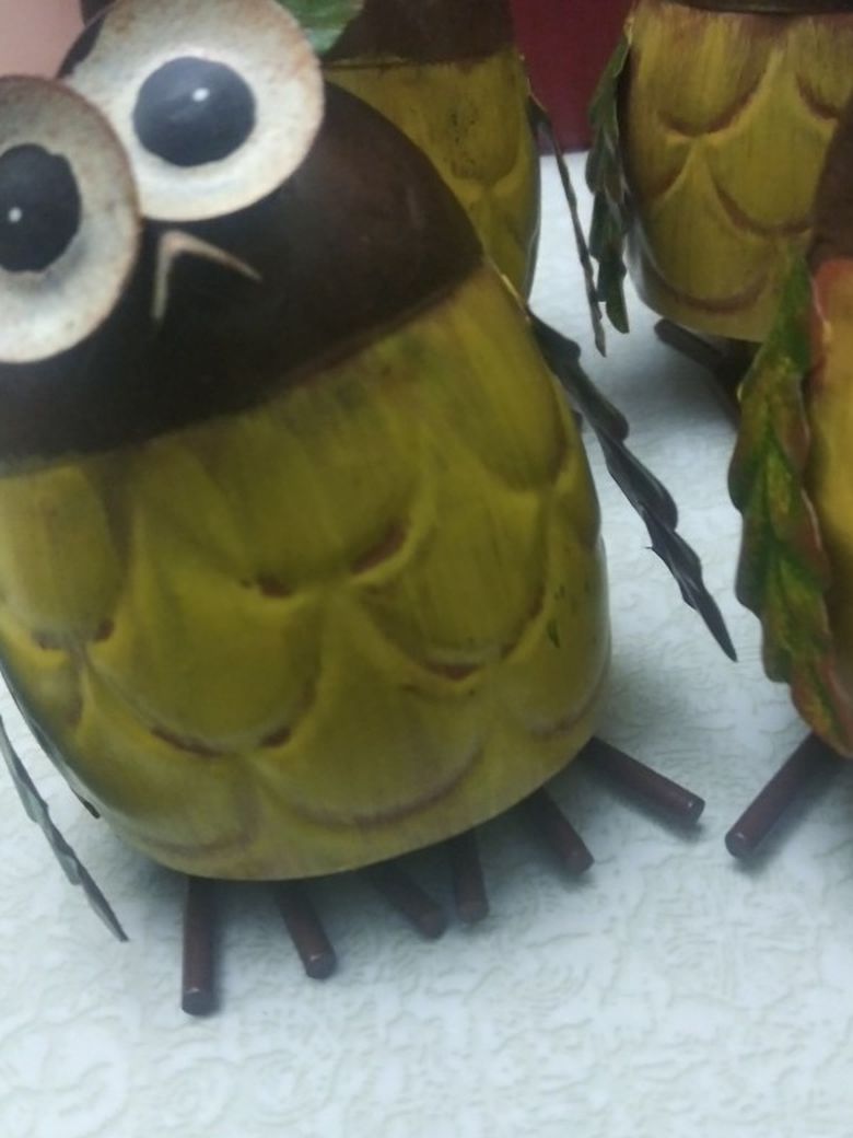Mini Metal Owls Decor