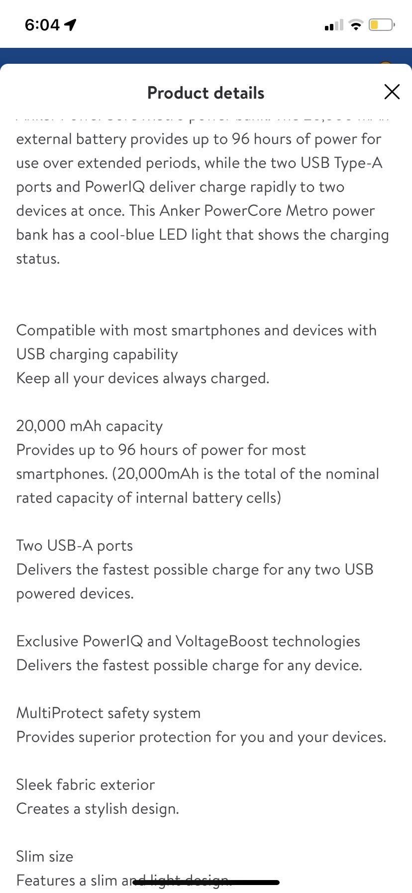 Anker Powercore Metro 20000mAh Portable Charger 2-Ports USB Power Bank Slim External Battery Pack