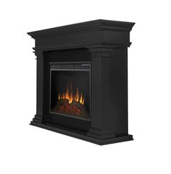 Electric fireplace With Black Mantel  Thumbnail