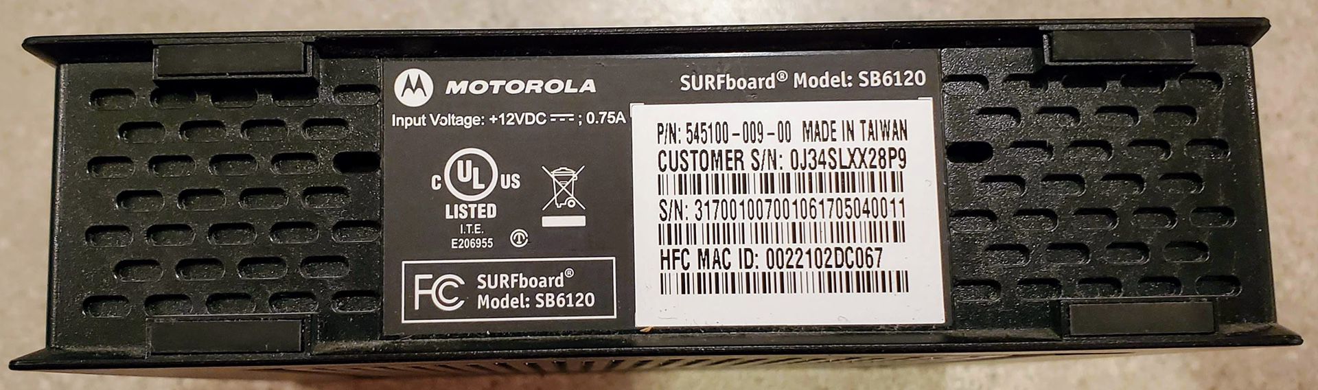Motorola SURFboard SB6120 Cable Modem for Comcast Xfinity