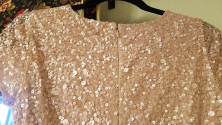 Blush pink floor length Bridesmaid Dress - size 2 with sequin top Thumbnail