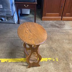 Wooden Oval Side Table W/ Magazine Rack Thumbnail