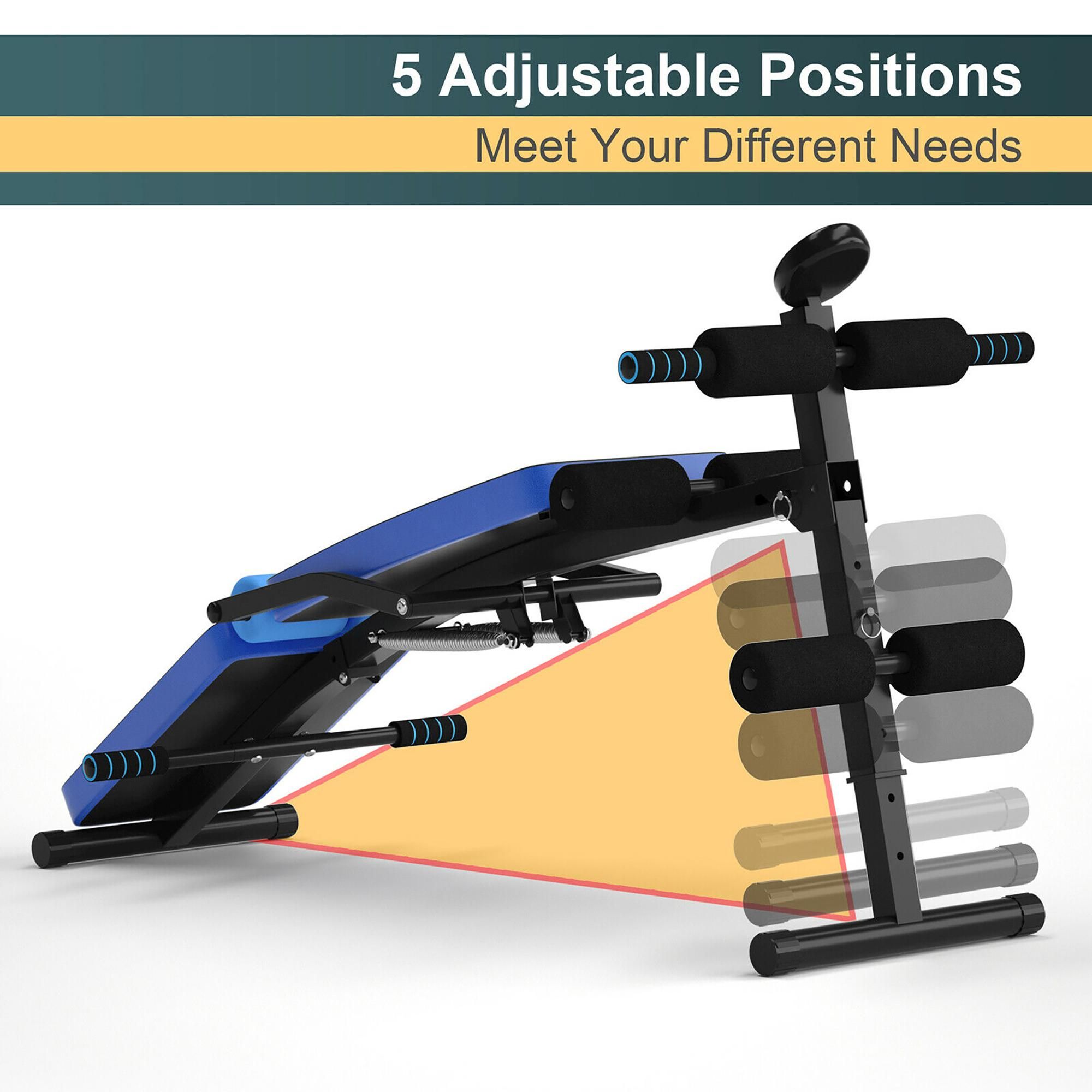 Goplus Multi-Functional Foldable Weight Bench Adjustable Sit-up Board w/ Monitor Blue