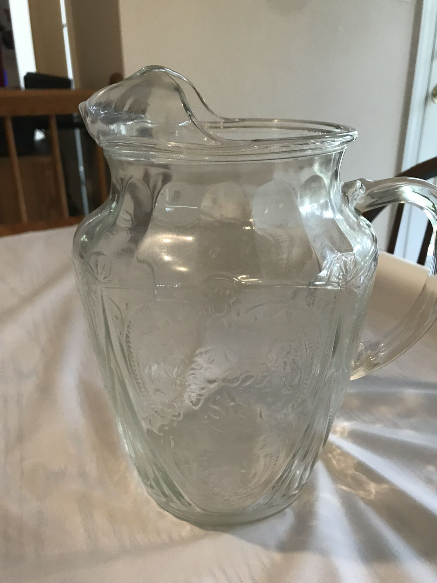 Clear depression glass Madrid pattern pitcher/vase