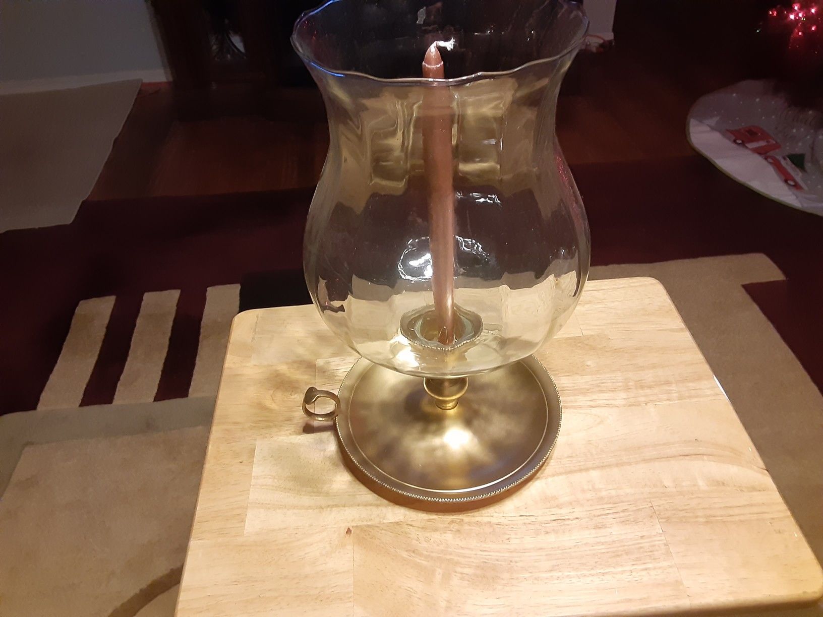 Gorgeous Looking BRASS and Glass CANDLE HOLDER THIS is a Big CANDLE HOLDER