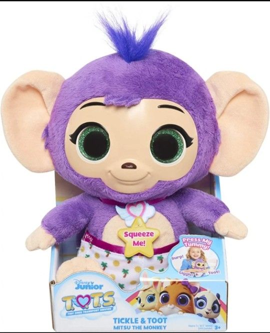 Disney Jr. 10" Tickle & Toot Baby Mitsu the Monkey Interactive Plush - T.O.T.S