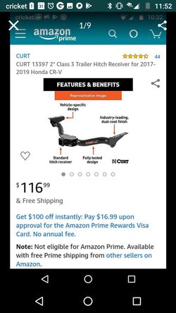 Curt Class 3 Trailer Hitch w/a 2" reciever***NEW, OPEN BOX, NEVERRR USED!!***FITS 2017-2019 Honda CR-V (Only!)👌😉👍 Thumbnail