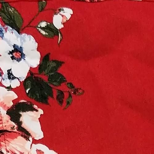 DG2 by Diane Gilman Women's Sz M Floral Print Denim Jacket Red 646504