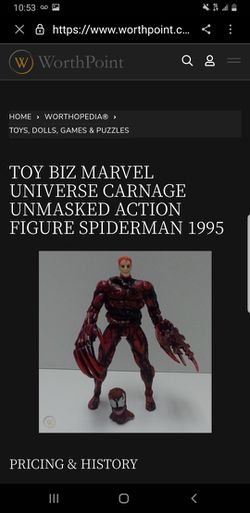 

TOY BIZ MARVEL UNIVERSE CARNAGE UNMASKED ACTION FIGURE SPIDERMAN 1995

 Thumbnail