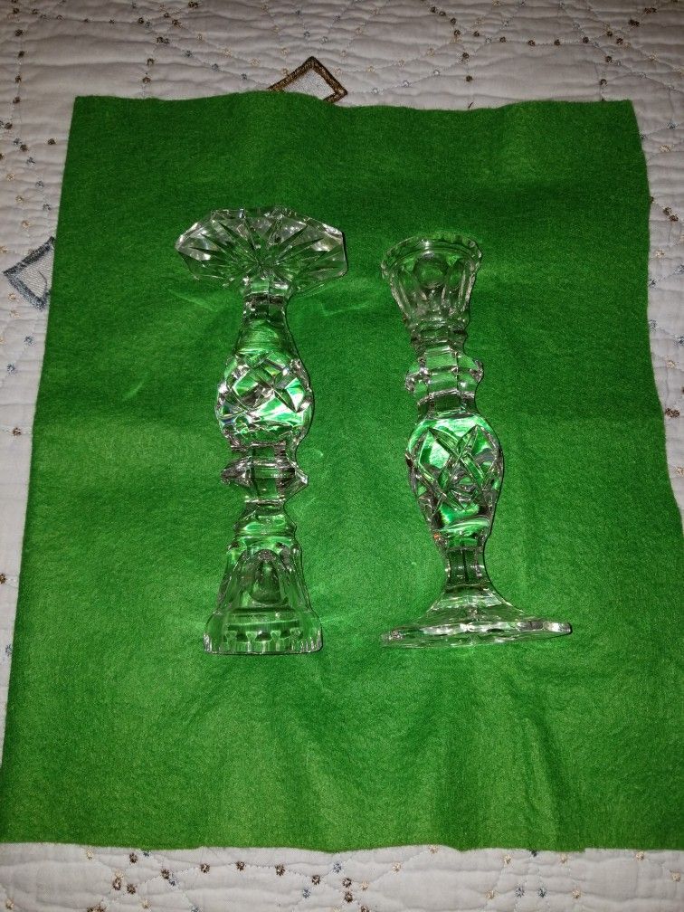 Crystal Cut Glass Candle Sticks