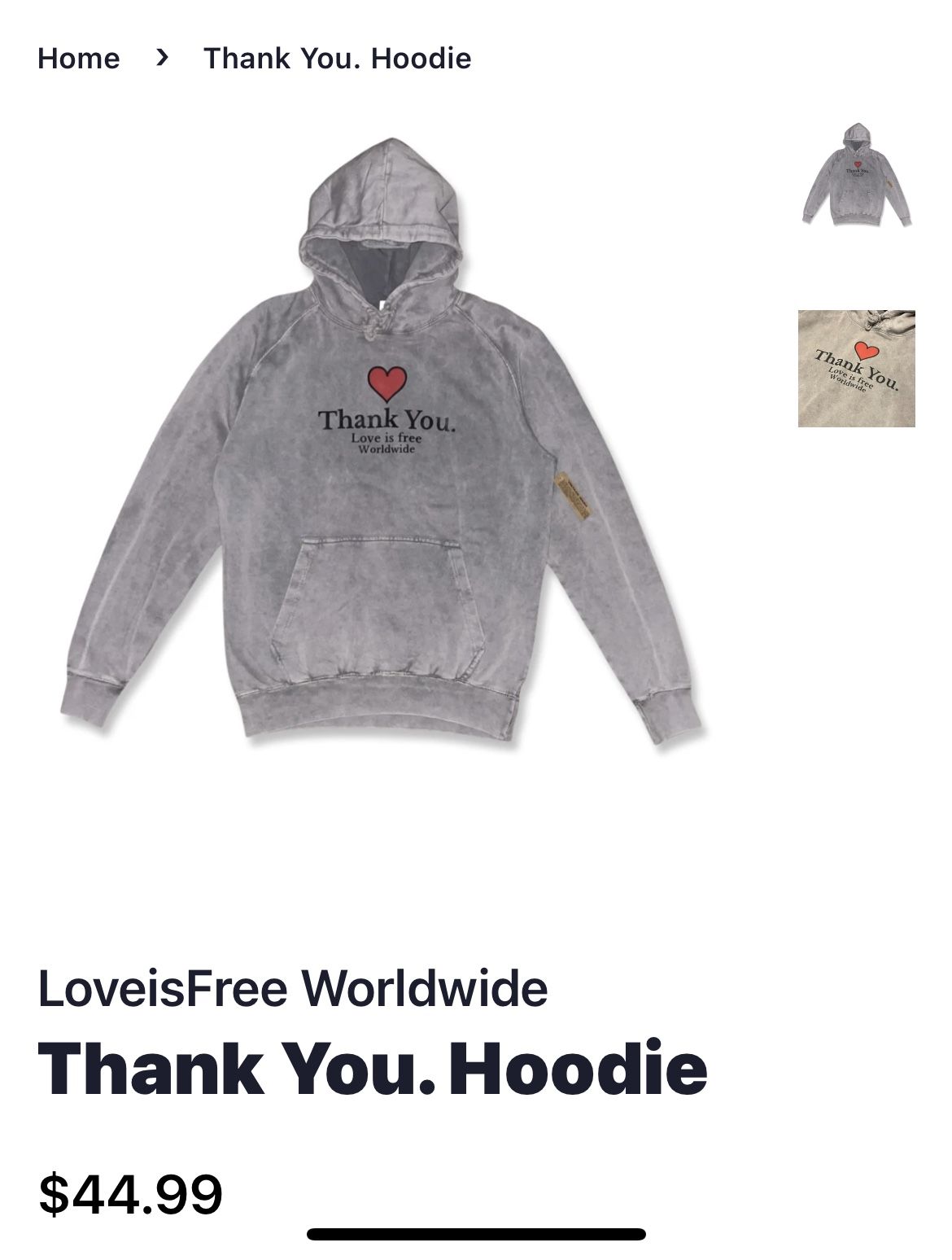 LOVE IS FREE “Thank You” Hoodie S-2XL