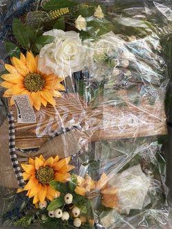 Soosubel Spring Wreaths for Front Door, 22 Inch Sunflower Wreath for Summer,Welcome Wreath for Farmhouse Thumbnail