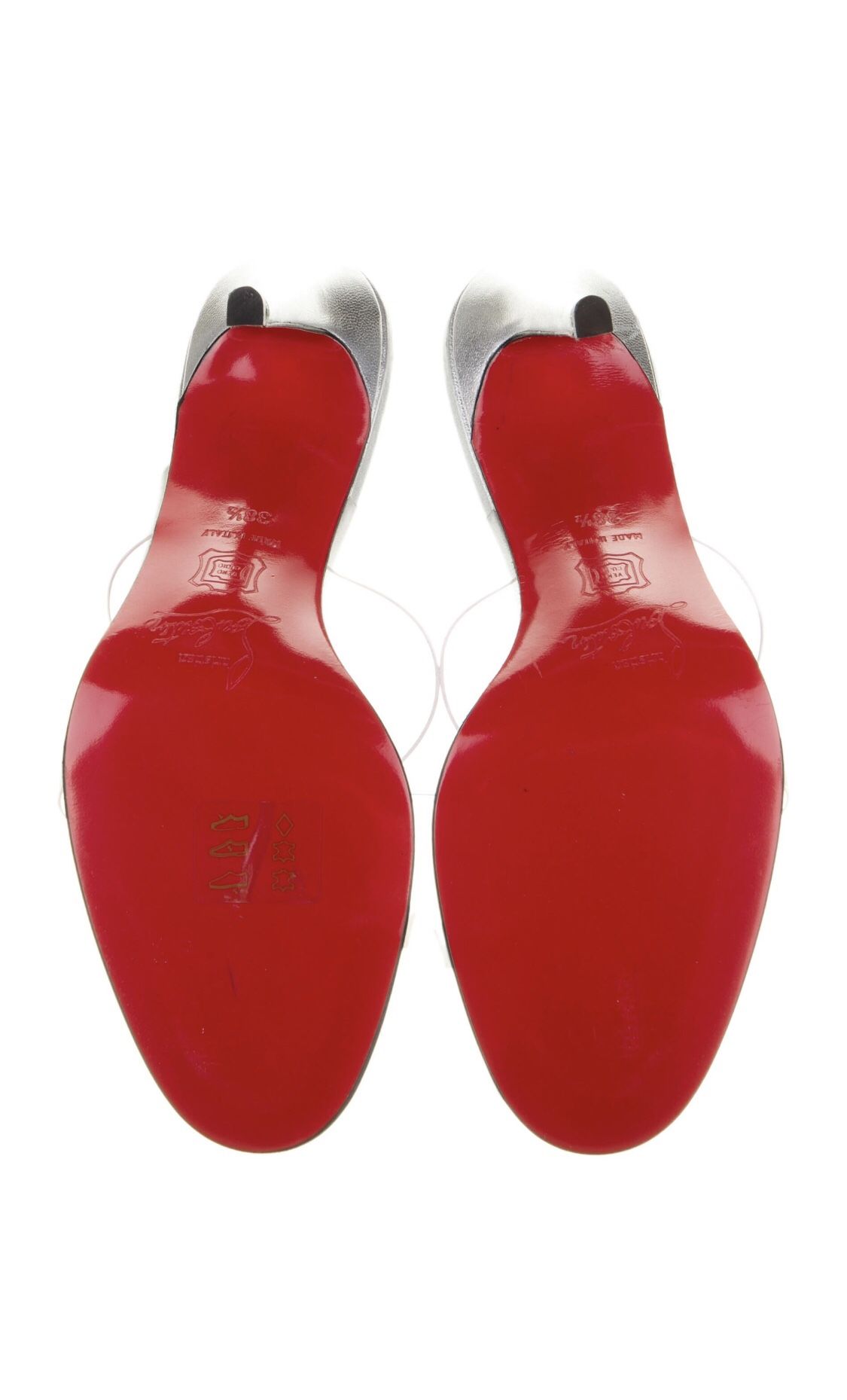 Christian Louboutin Silver Heel Clear Straps