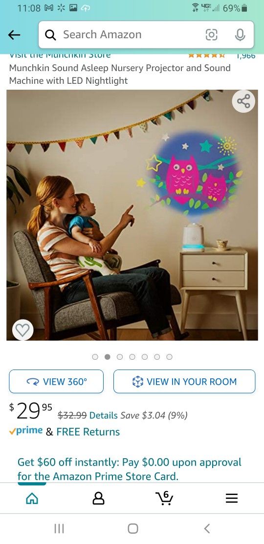 Munchkin Sound Asleep Nursery Projector and Sound Machine with LED Nightlight