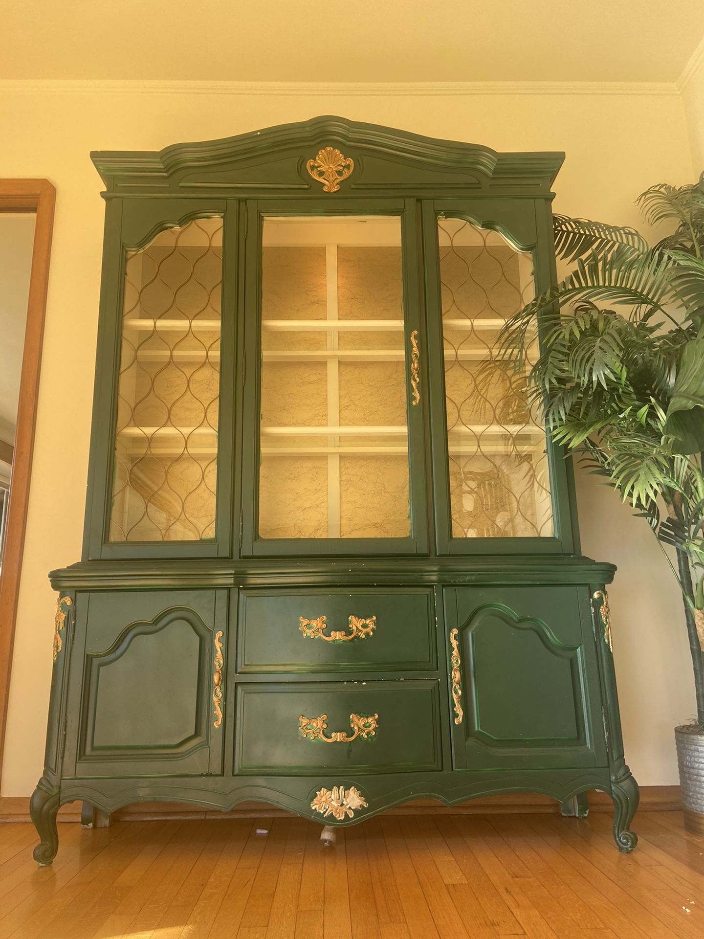 Beautiful custom Antique Sage Green Display China Hutch Book