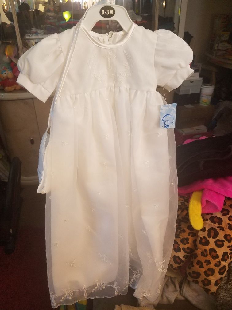 BRAND NEW CORRINE BRAND NB-3 MON & UP TO 6 MON. BAPTISMAL CHRISTENING BABY GIRL DRESS WITH TAGS STILL IN PLASTIC