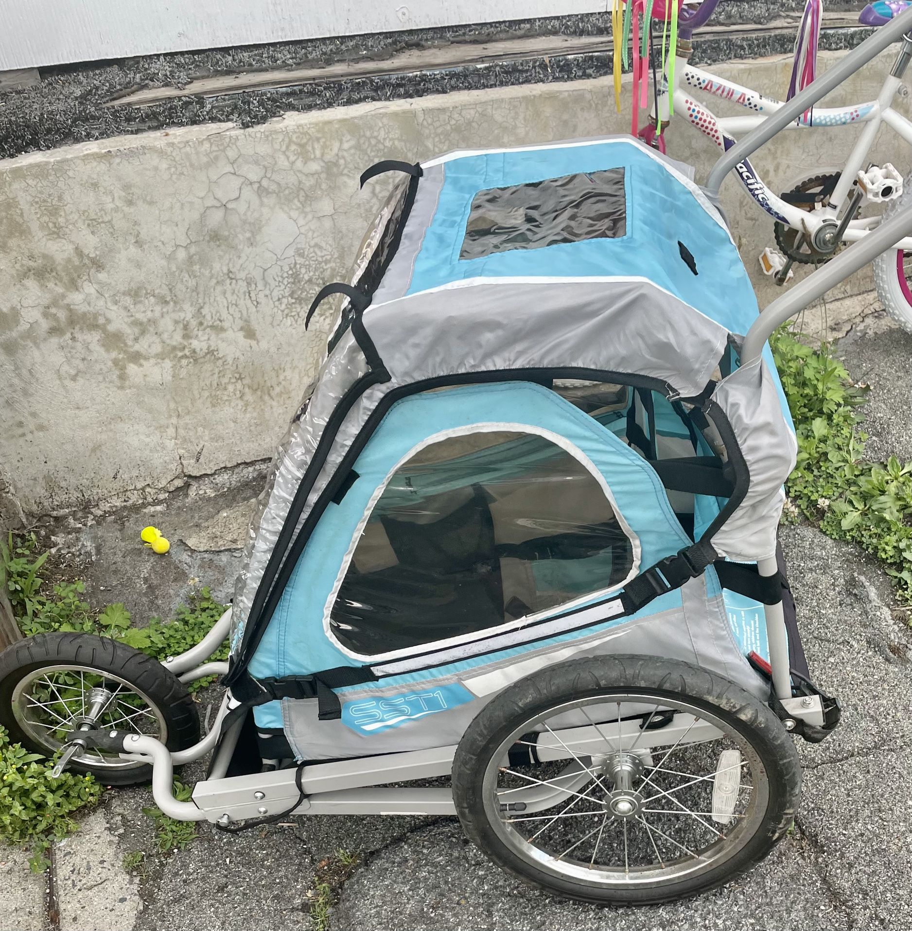 len Sports Deluxe Steel 1-Child Bicycle Trailer and Stroller