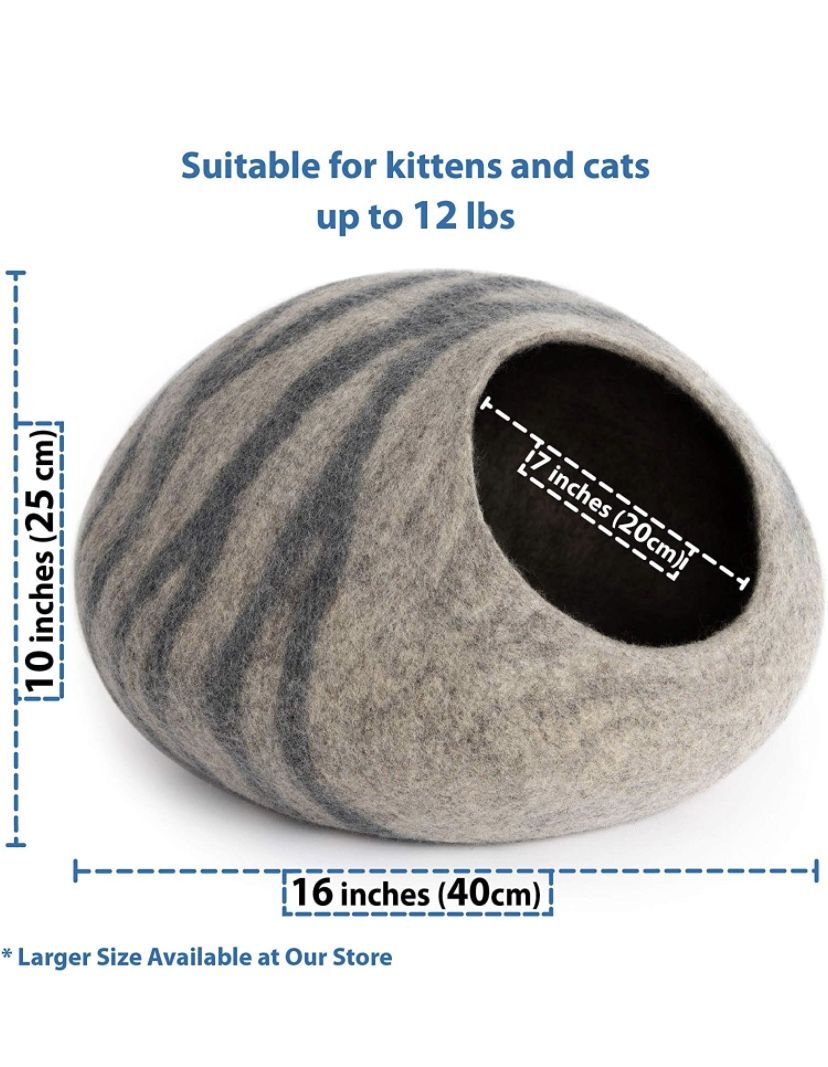 Premium Felt Cat Bed Cave (Medium) - Handmade 100% Merino Wool Bed for Cats and Kittens