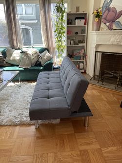 Modern Sleek Grey Futon Couch Sofa Thumbnail