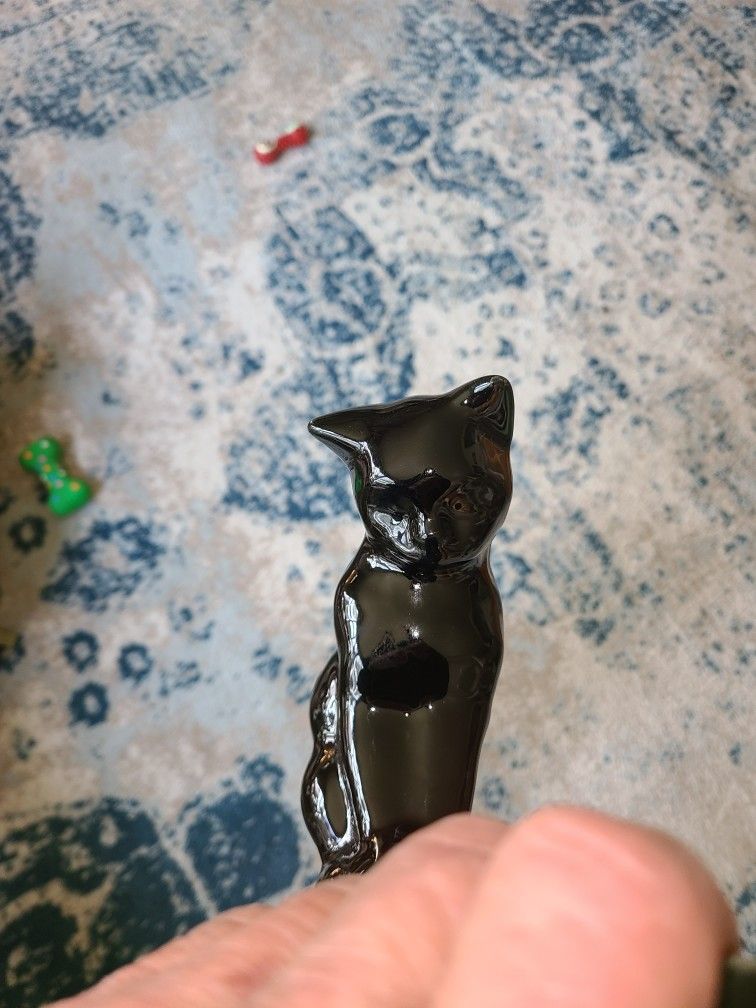 Mid-centuryCamark Pottery Black Cat Fish Bowl Stand