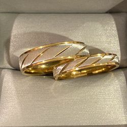 18K Gold plated Engagement Wedding Matching Ring Set Jewelry Thumbnail
