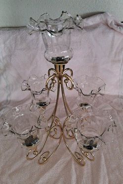Vintage Candelabra With 5 Tuplip Candel Covers Thumbnail