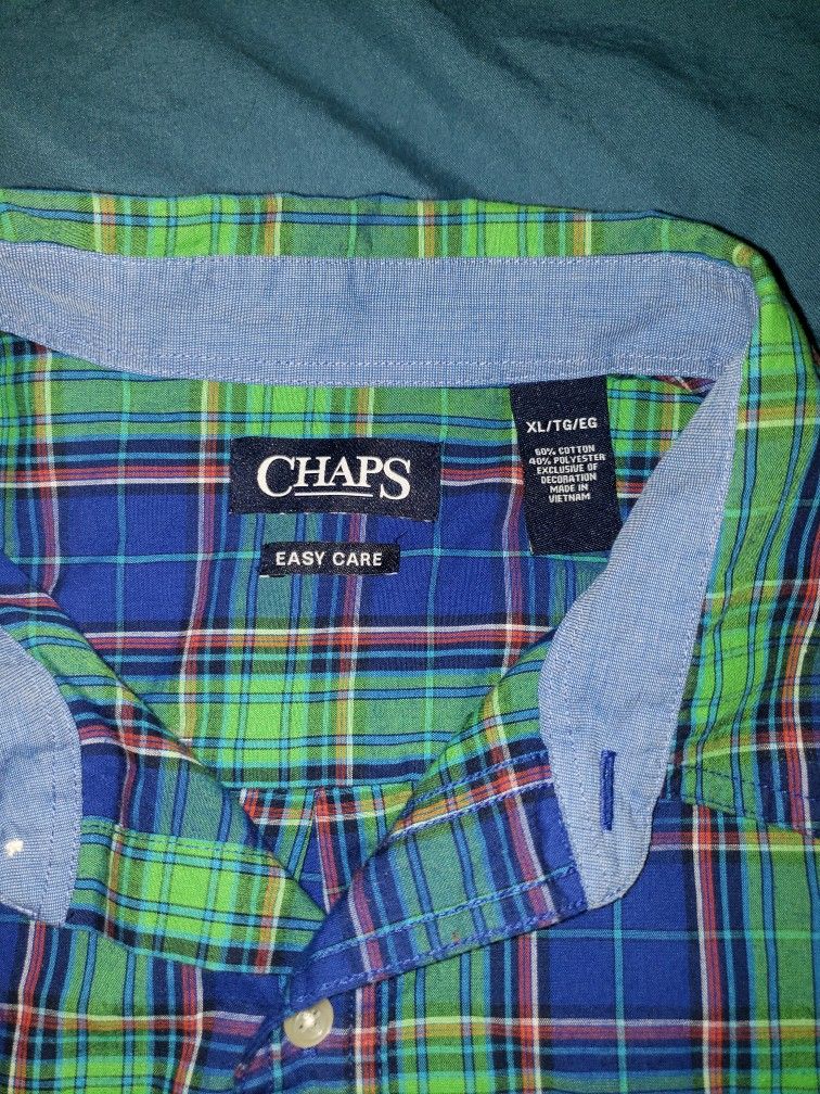 Men's Chaps Button Up Dress Shirt Plaid Size XL