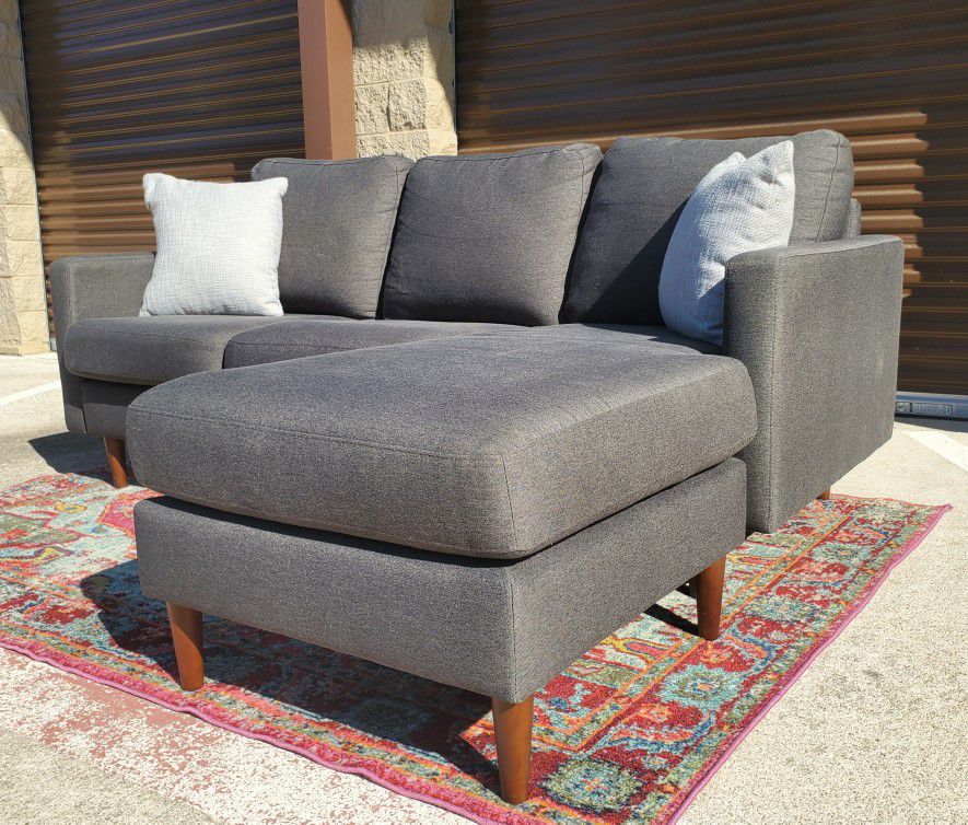 LIKE NEW Grey / Gray Mid-Century Modern Sectional Sofa - ( DELIVERY +$30 )