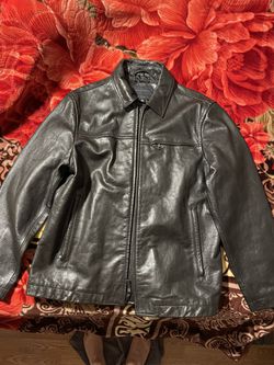 Banana Republic Leather Jacket Full Zip Collard Stand-up/Spread Collar Men's Size XL EXTRA LARGE Black RN 54023     Thumbnail