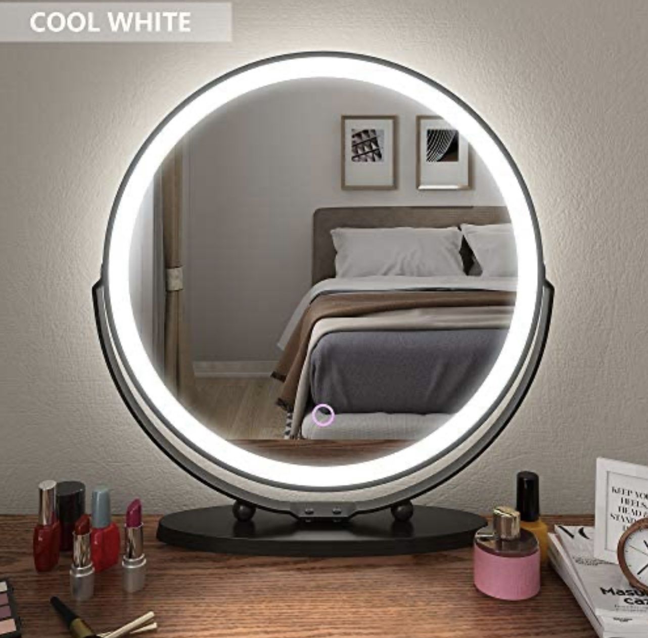 New 20" Vanity Makeup Mirror with Lights, 3 Color Lighting Dimmable LED Mirror