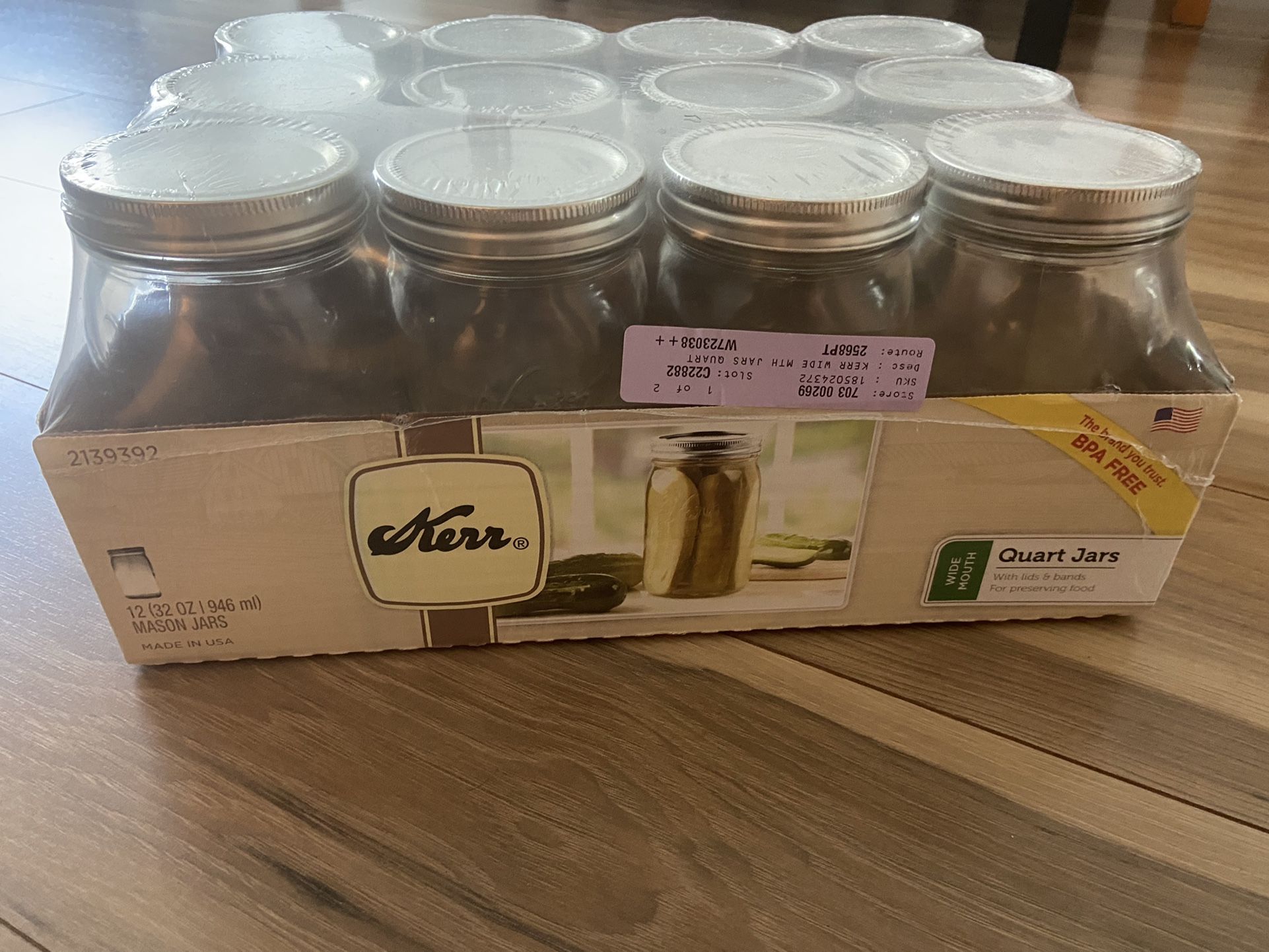 Mason Jars (12 32oz jars) Unopened