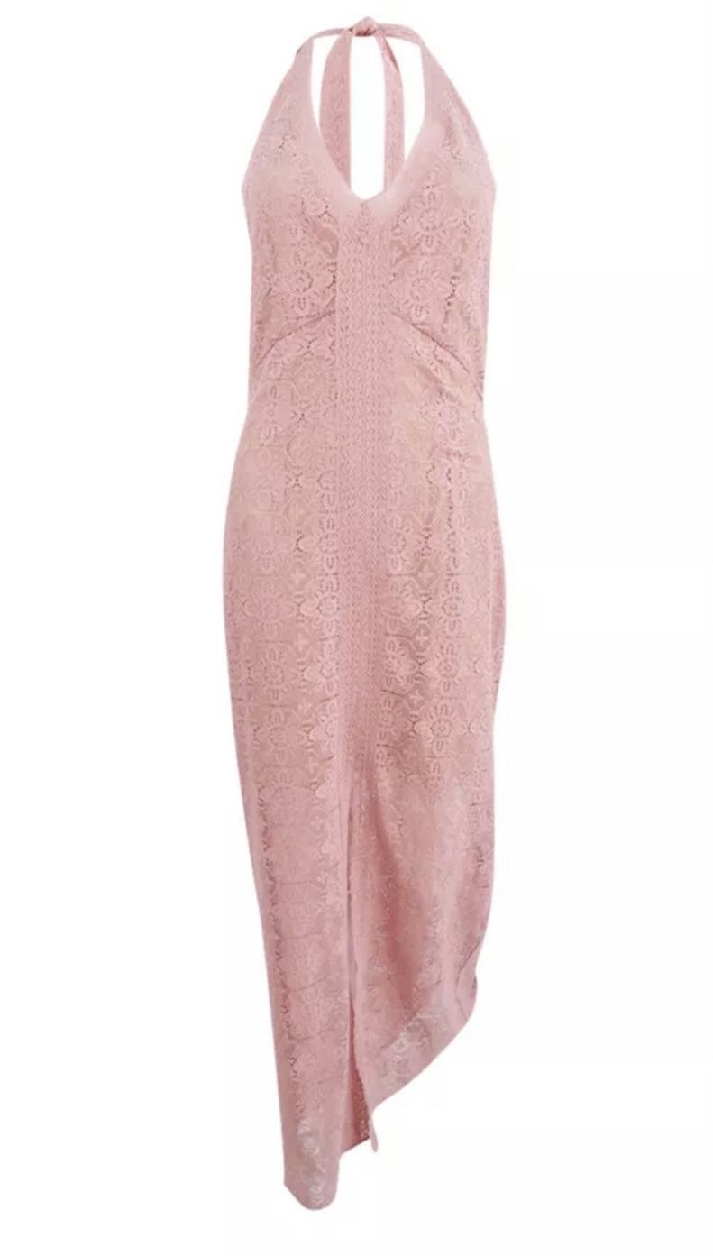 GUESS Rose Tan Pink Maxi Dress