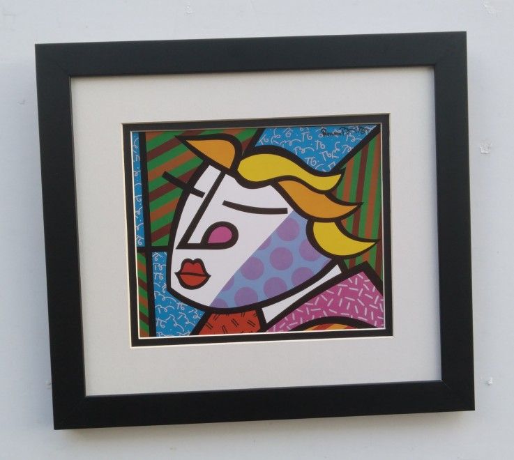 Romero Britto Monica Pop Art Signed Framed