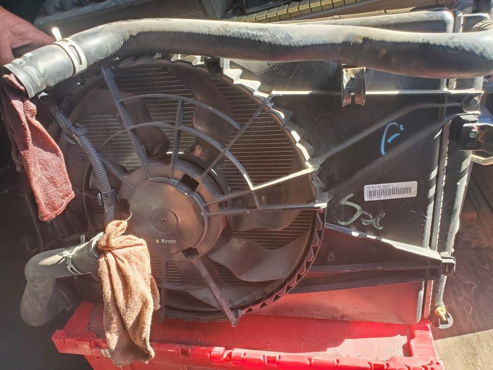 Radiator and ac condenser and fan