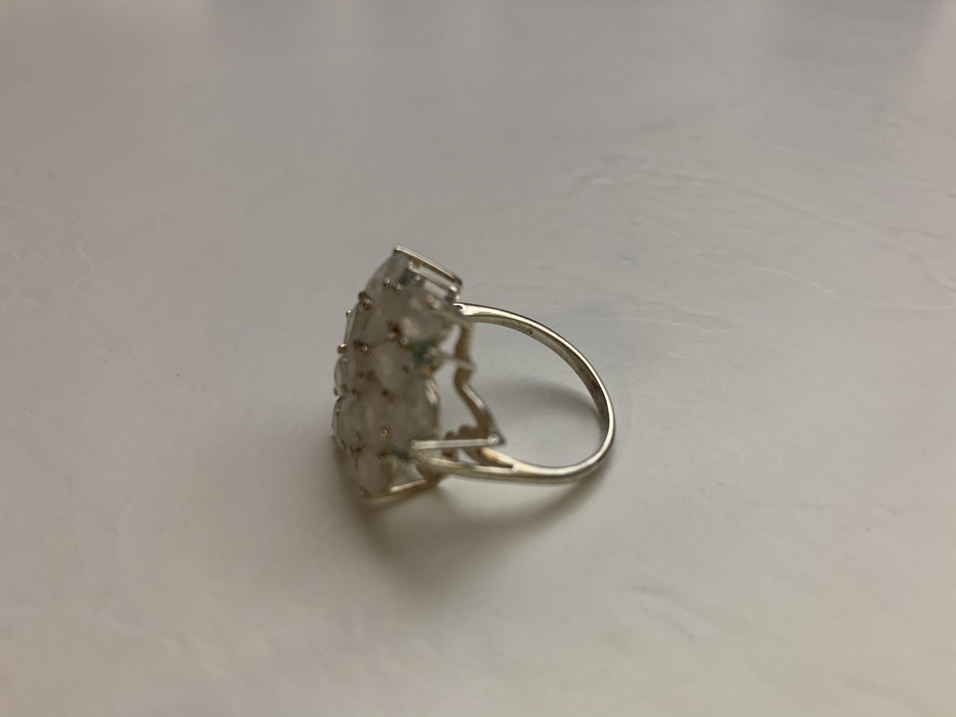 Ring moonstone and blue topaz 925 stamp size 7.5-8